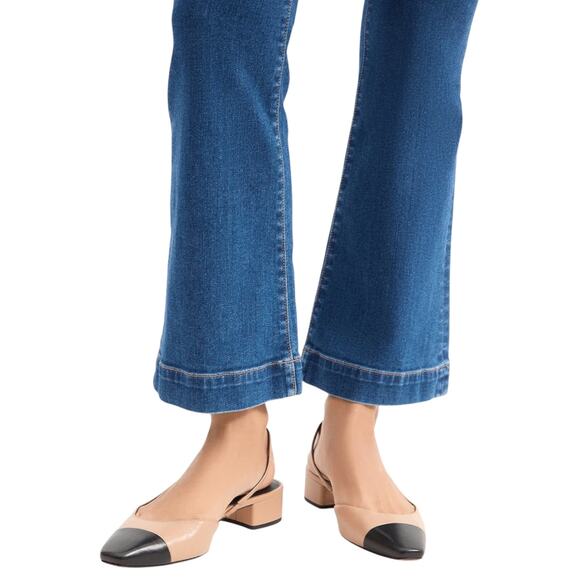 Veronica Beard Cecile Leather Cap Toe Slingback Pump Black Tan Size 8M - Picture 2 of 12